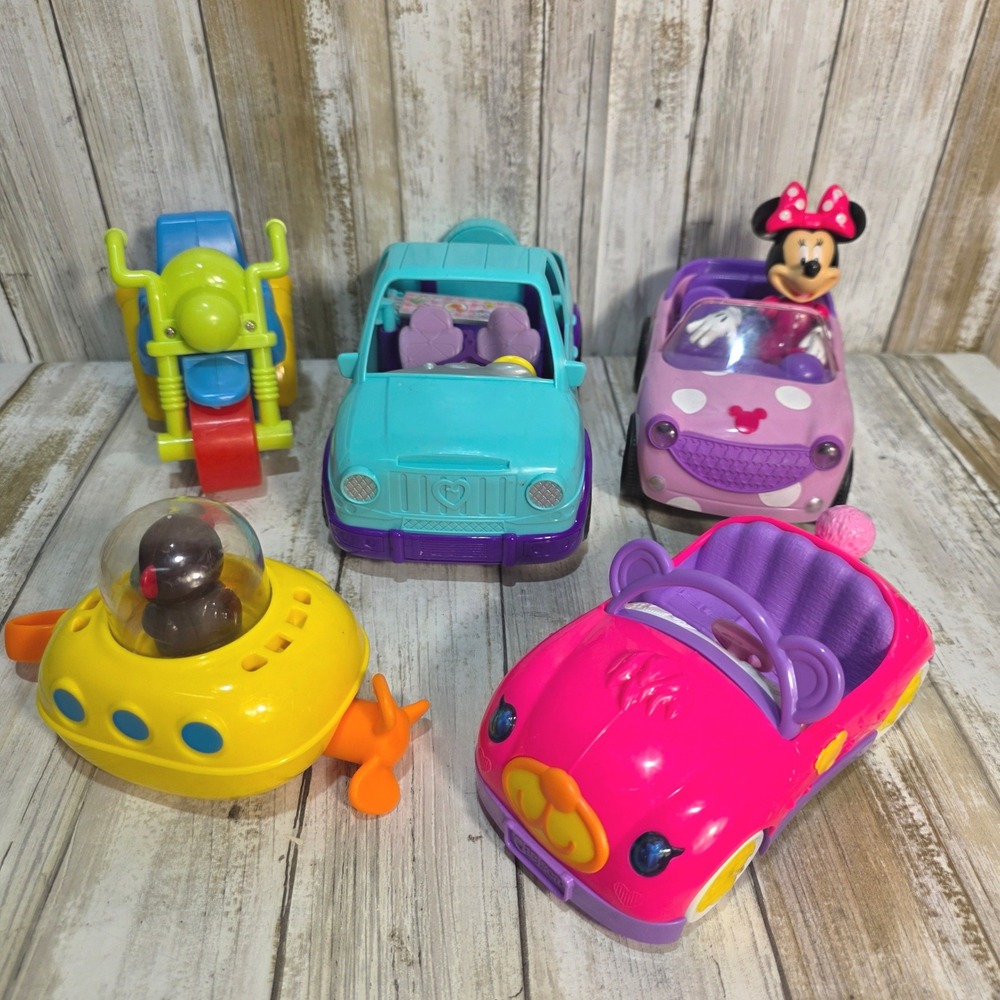 Disney Minnie Mouse Submarine SUV Motorcycle Toy Vehicle Lot 5pc Mixed Set